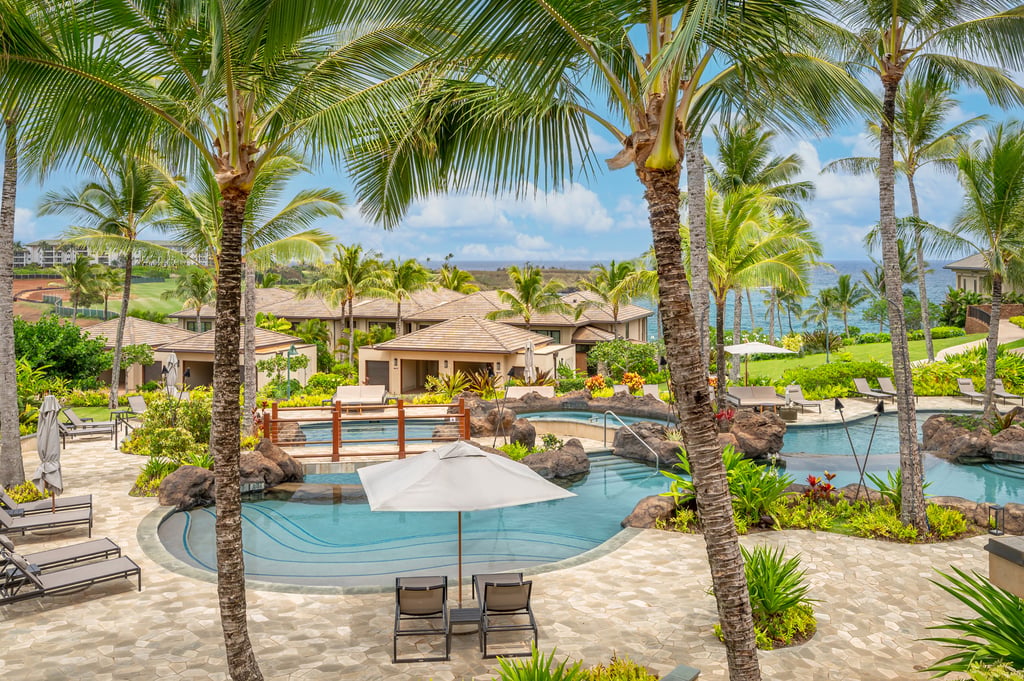 Timbers Kaua'i residences view overlooking the pool
