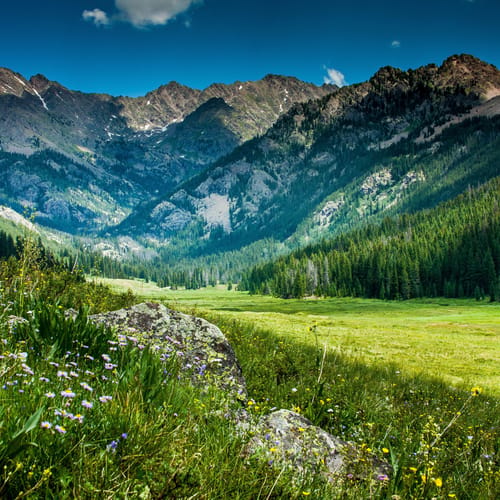 Natural landscape of the Gore Range in the Rocky Mountains of Colorado